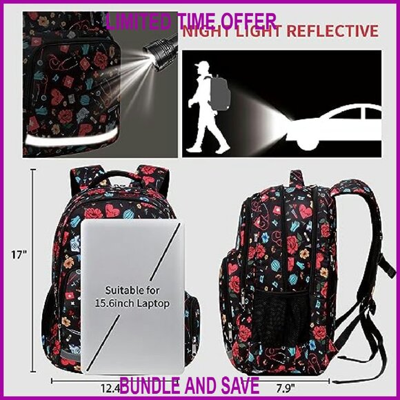 Large 20L Waterproof Laptop Backpack with 12 Pockets for Nursing Work - Picture 3 of 8